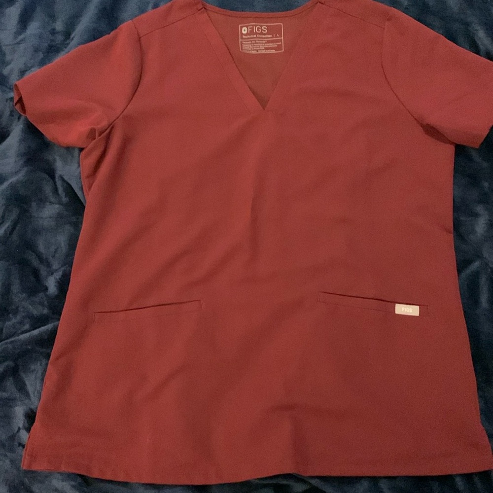 Figs burgundy scrub top
